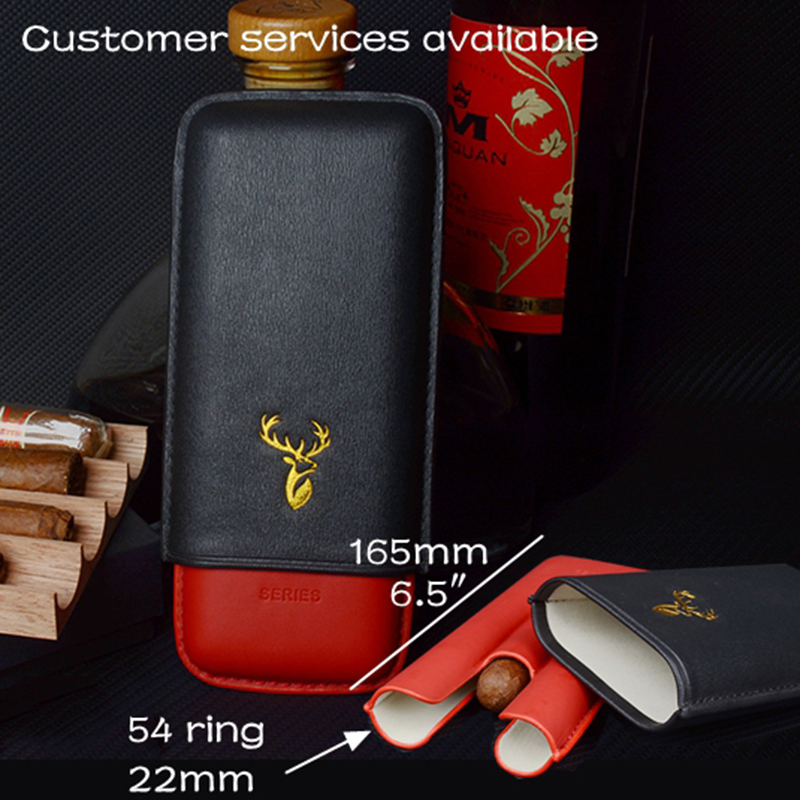 Premium Cigar Case - Кожаный портсигар с 54 кольцами, черный,