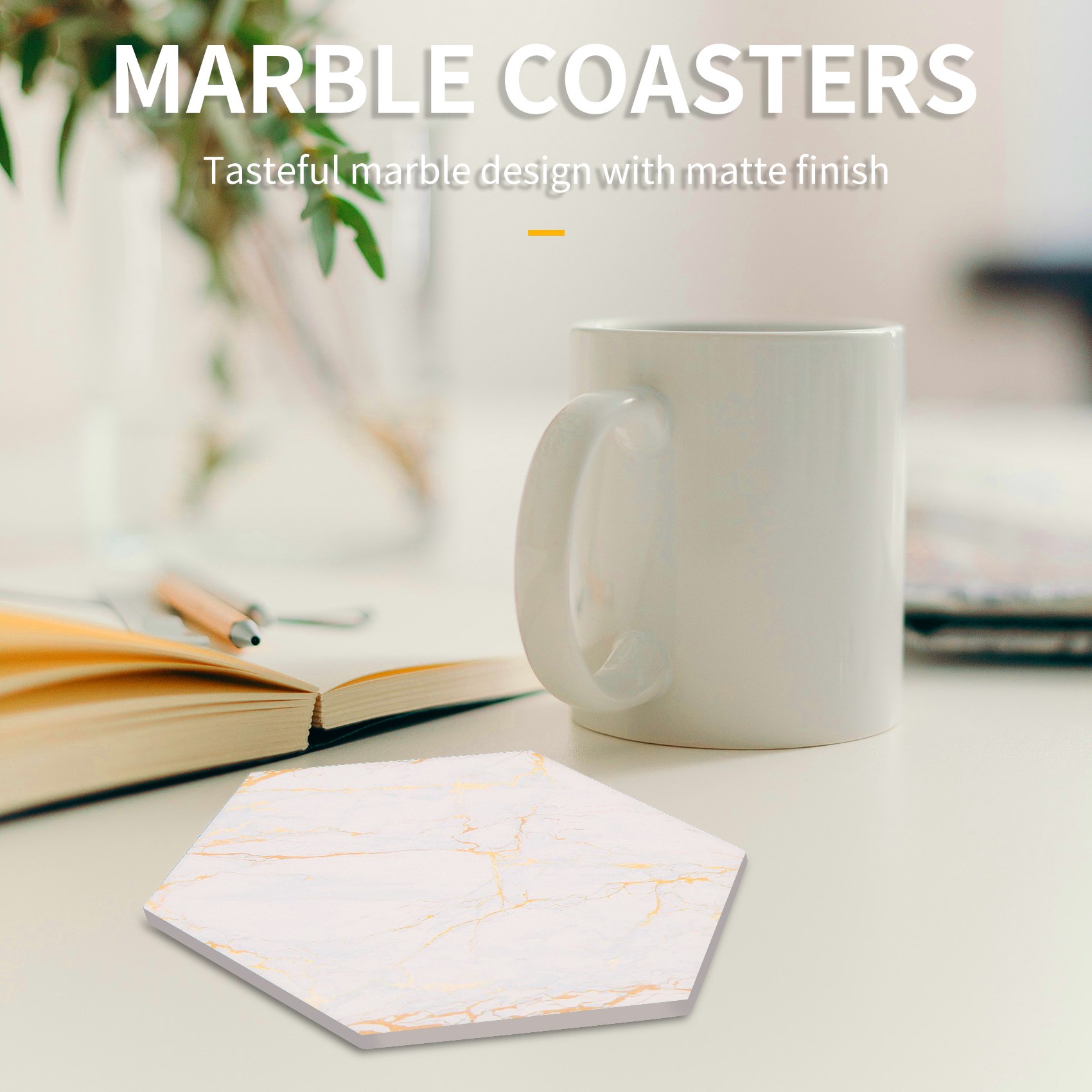 Marble Coaster Set - 8 подставок для напитков, впитывающих влагу,