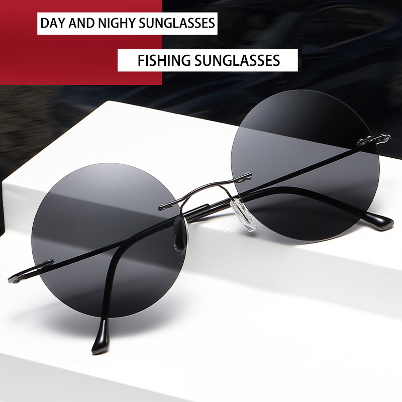Sunglasses Uv400 - BOYSEEN Ультралегкие поляризационные круглые безрамочные солнцезащитные