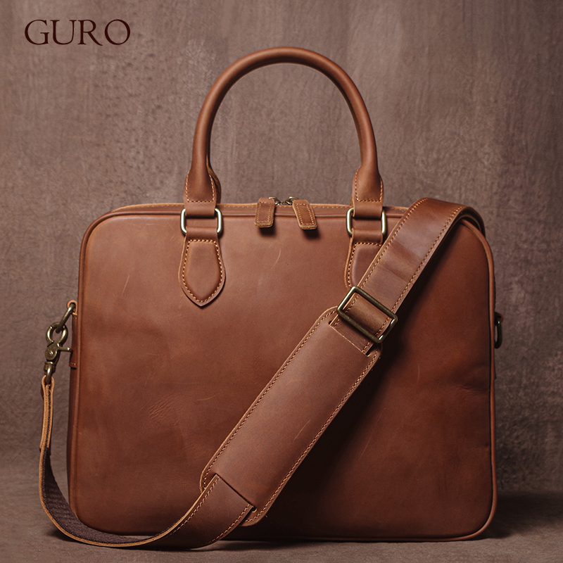 Leather Briefcase - Мужской портфель GURO Crazy Horse из