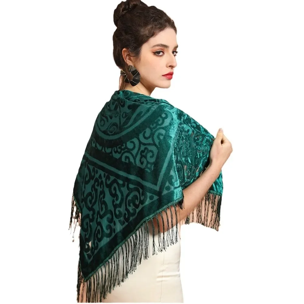 Cashmere Scarf - AW25 Бархатная жаккардовая шаль с отделкой