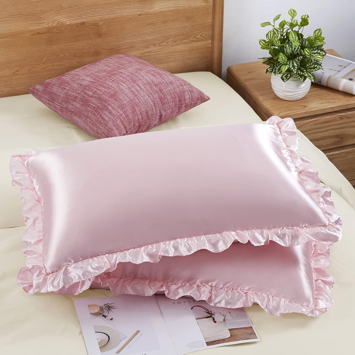 Silk Pillowcase - 2 шт. атласных наволочек с рюшами