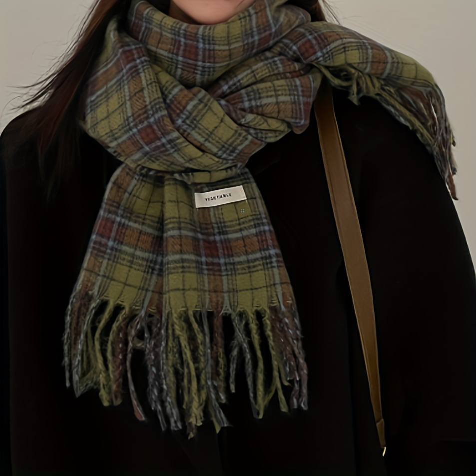 Винтажный зеленый клетчатый ша – обзор и цена Cashmere Scarf