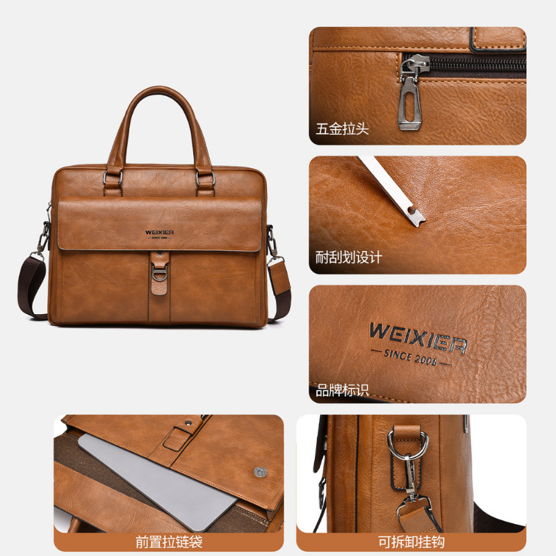 Винтажный темно-коричневый муж – обзор и цена Leather Briefcase